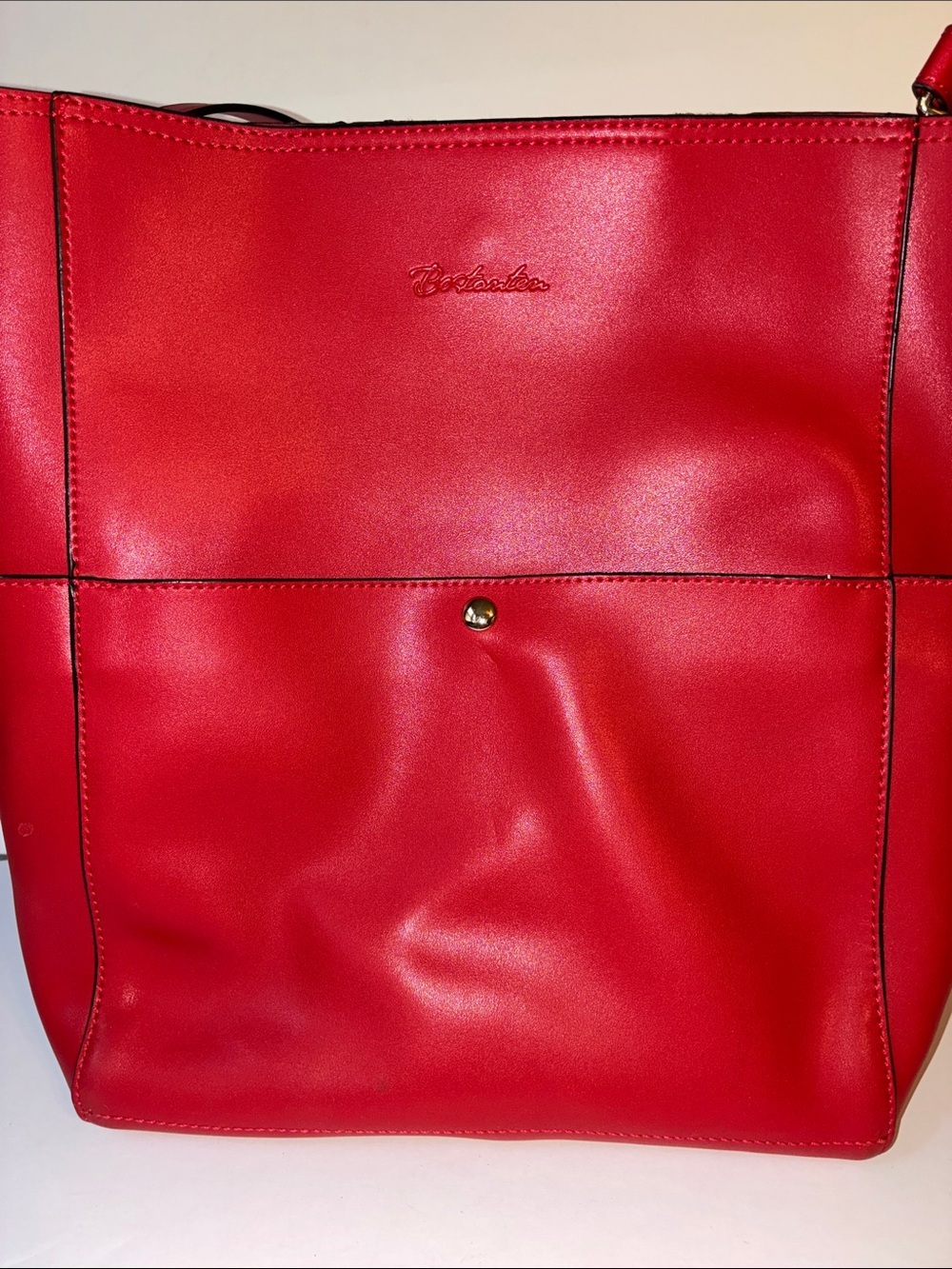 Bostanten, Lotty Genuine Leather Bucket Bag, Red